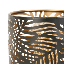 Fabrique de Styles Lampes À Poser>Lampe cylindre en fer H25cm noir - Palmier Noir, Doré