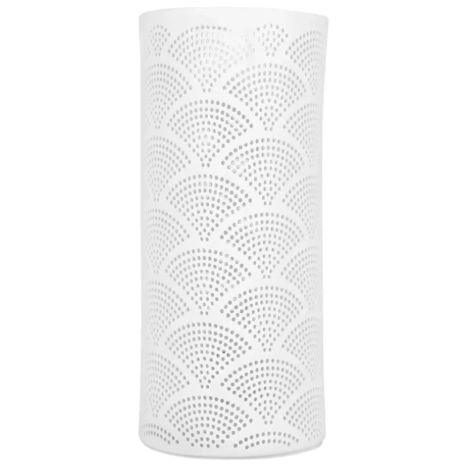 Fabrique de Styles Lampes À Poser>Lampe cylindre en porcelaine h27.5cm - mandarin Blanc