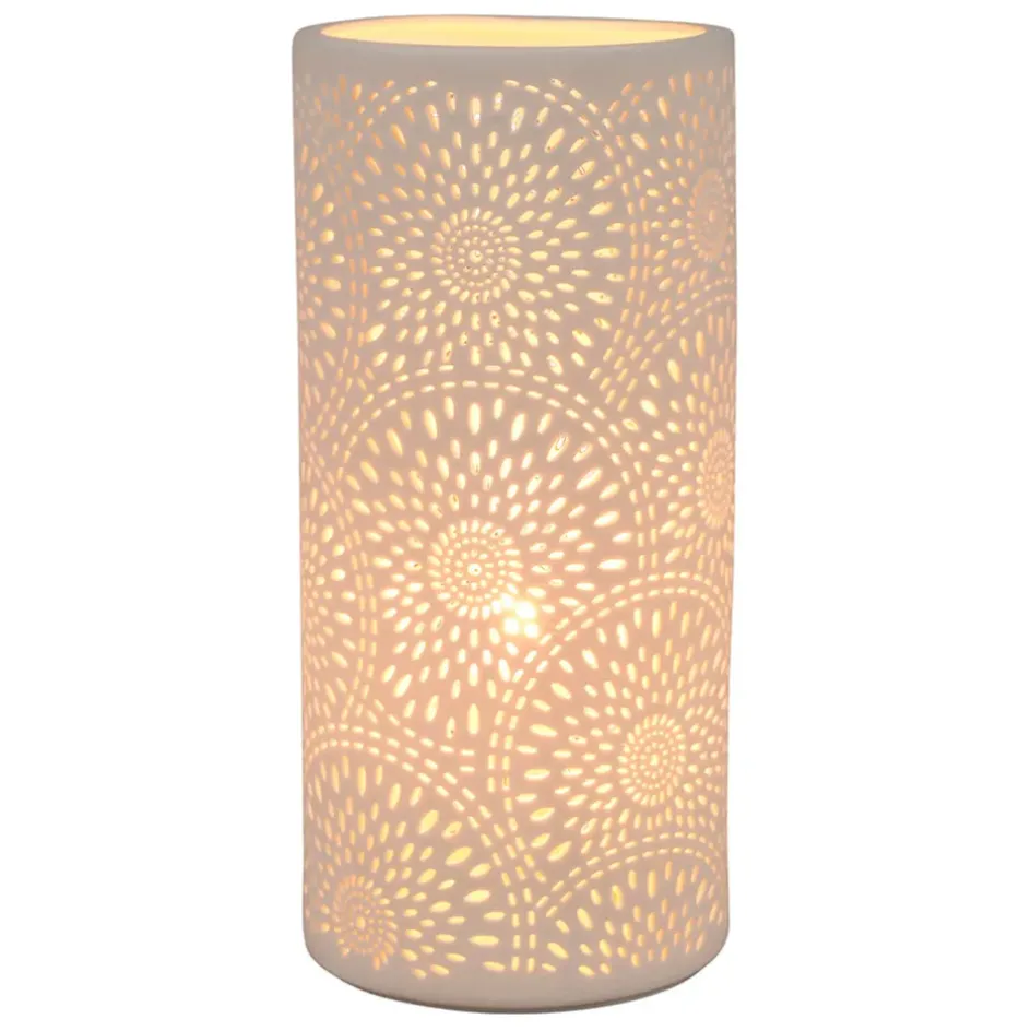 Fabrique de Styles Lampes À Poser>Lampe cylindre rosace en Porcelaine Blanc