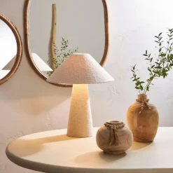 Fabrique de Styles Lampes À Poser>Lampe en coton et fer h46cm - Calypsa Blanc cassé