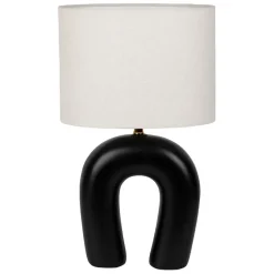 Fabrique de Styles Lampes À Poser>Lampe en céramique ecru et coton noir h45cm - Organic Noir, Ecru
