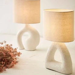 Fabrique de Styles Lampes À Poser>Lampe en céramique et coton h38cm - Organic Blanc
