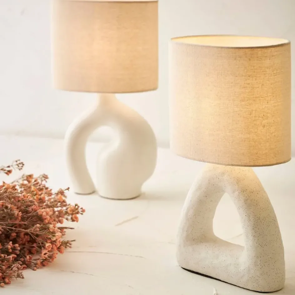 Fabrique de Styles Lampes À Poser>Lampe en céramique et coton h38cm - Organic Blanc