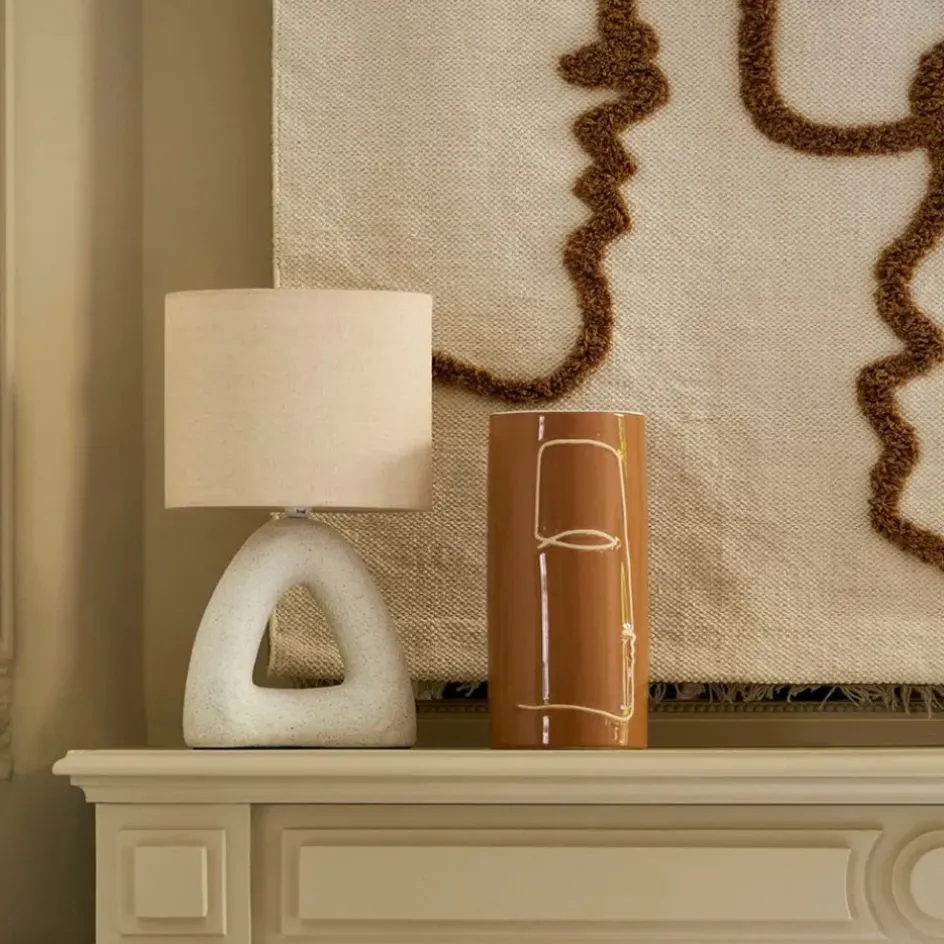 Fabrique de Styles Lampes À Poser>Lampe en céramique et coton h38cm - Organic Blanc