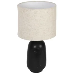 Fabrique de Styles Lampes À Poser>Lampe en céramique et coton h41cm - Figura Noir