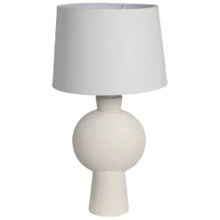 Fabrique de Styles Lampes À Poser>Lampe en céramique et lin écru h52cm - Klosen Ecru