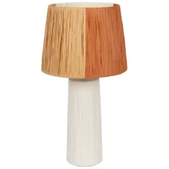 Fabrique de Styles Lampes À Poser>Lampe en céramique et raphia écru h48cm - Lignes Ecru