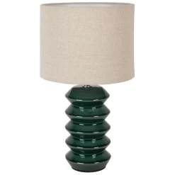 Fabrique de Styles Lampes À Poser>Lampe en céramique émeraude et lin h40cm - Verda Emeraude