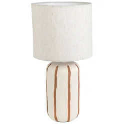 Fabrique de Styles Lampes À Poser>Lampe en céramique rayée et écru h40cm - Paese Brun
