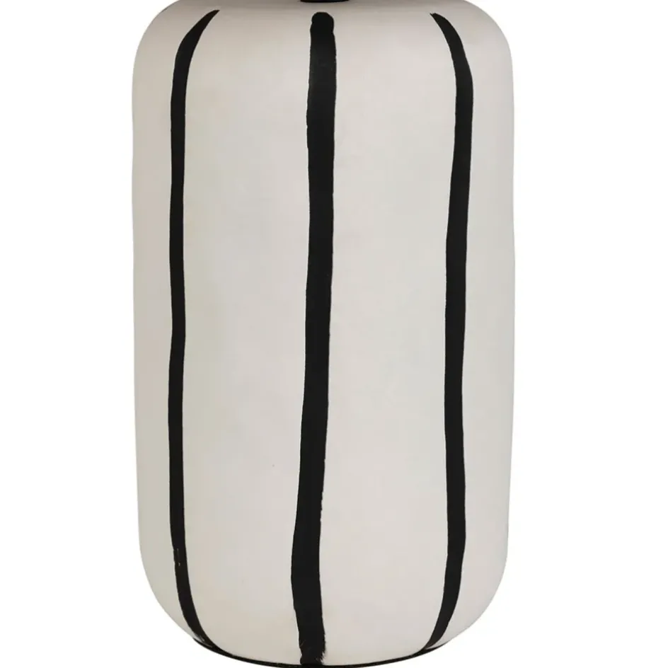 Fabrique de Styles Lampes À Poser>Lampe en céramique rayée noir et écru h46cm - Paese Noir, Ecru