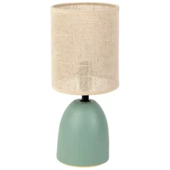 Fabrique de Styles Lampes À Poser>Lampe en céramique et lin naturel - Jadea Sauge