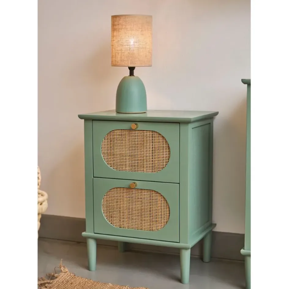 Fabrique de Styles Lampes À Poser>Lampe en céramique et lin naturel - Jadea Sauge