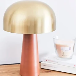 Fabrique de Styles Lampes À Poser>Lampe en fer h36cm et doré - champart Terracotta