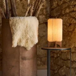 Fabrique de Styles Lampes À Poser>Lampe en manguier et lin h41cm - Fontelo Naturel