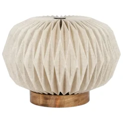 Fabrique de Styles Lampes À Poser>Lampe en papier et lin blanc et support en manguier d43xh31cm - Fontelo Naturel