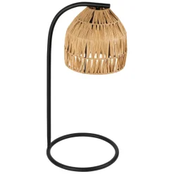 Fabrique de Styles Lampes À Poser>Lampe en raphia et fer naturel et noir h50cm - Tulum Naturel, Noir