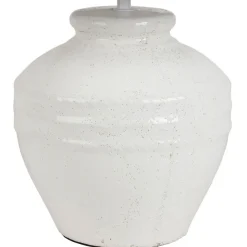 Fabrique de Styles Lampes À Poser>Lampe en terre cuite et lin blanc h47.5cm - Tahra Blanc, Lin