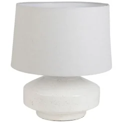 Fabrique de Styles Lampes À Poser>Lampe en terre cuite et lin blanc h44.5cm - Tahra Blanc, Lin