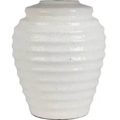 Fabrique de Styles Lampes À Poser>Lampe en terre cuite et lin blanc h59cm - Tahra Blanc, Lin