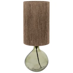 Fabrique de Styles Lampes À Poser>Lampe en verre et jute h46cm - Heliac Vert
