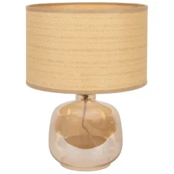 Fabrique de Styles Lampes À Poser>Lampe en verre et papier h36cm - Celeste Fumé