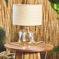 Fabrique de Styles Lampes À Poser>Lampe en verre et papier h36cm - Celeste Fumé