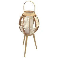 Fabrique de Styles Lampes À Poser>Lampe lanterne sur pied naturelle H82cm - Cordey Naturel, Blanc