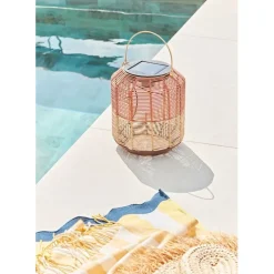 Fabrique de Styles Luminaires|Jardin>Lanterne solaire en résine tressée h28cm Brun