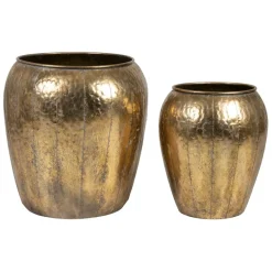 Fabrique de Styles Cache-pots Et Supports>Lot de 2 caches pot en fer d48cm et d36cm - Baca Doré