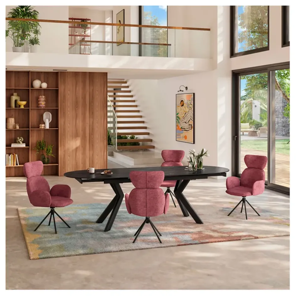 Fabrique de Styles Chaises>Lot de 2 chaises pivotantes en tissu parme - Omida Rouge