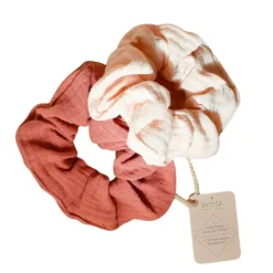 Fabrique de Styles Accessoires Mode>Lot de 2 chouchous gaze de coton Rose