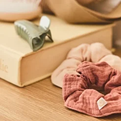 Fabrique de Styles Accessoires Mode>Lot de 2 chouchous gaze de coton Rose