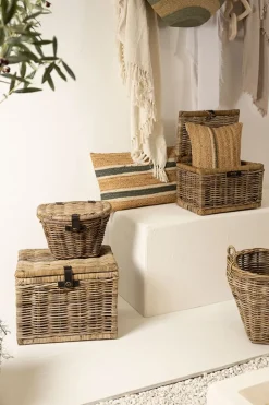 Fabrique de Styles Petits Rangements>Lot de 2 coffres gigognes en rotin - Java Grisé