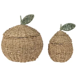 Fabrique de Styles Paniers Et Corbeilles>Lot de 2 corbeille pommes en jonc de mer naturel et vert - Les Fruits Naturel, Vert
