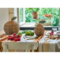 Fabrique de Styles Paniers Et Corbeilles>Lot de 2 corbeille pommes en jonc de mer naturel et vert - Les Fruits Naturel, Vert