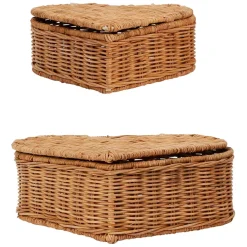 Fabrique de Styles Paniers Et Corbeilles>Lot de 2 corbeilles coeur avec couvercle en rotin - Fantine Naturel