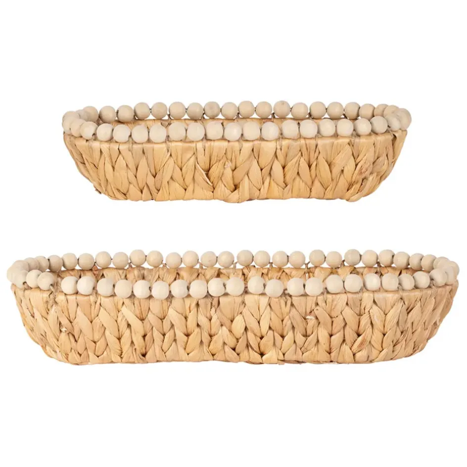 Fabrique de Styles Paniers Et Corbeilles>Lot de 2 corbeilles en Jacynthe d'eau et fer - Eté A La Mer Naturel