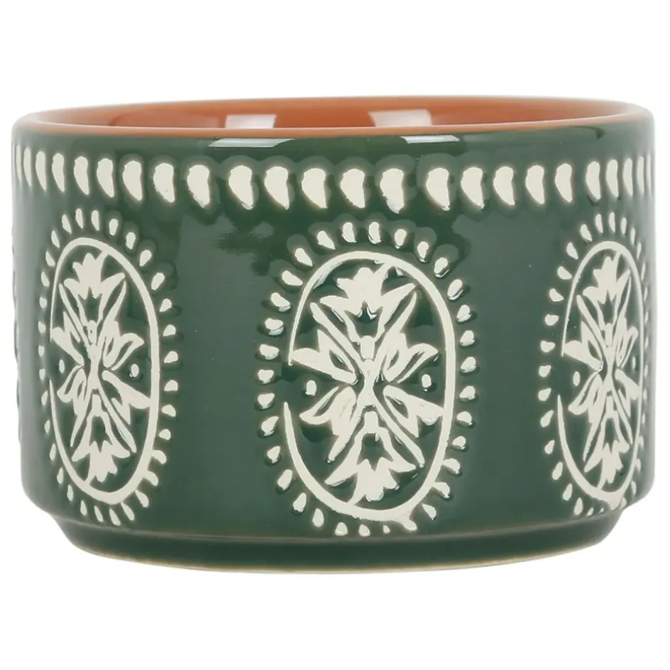 Fabrique de Styles Bols Et Coupelles>Lot de 3 coupelles en grès et plateau terracotta, vert et blanc - romance vegetal Multicolore