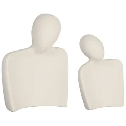 Fabrique de Styles Petits Objets Déco>Lot de 2 décoration abstraite en grès écru - Greeka Ecru