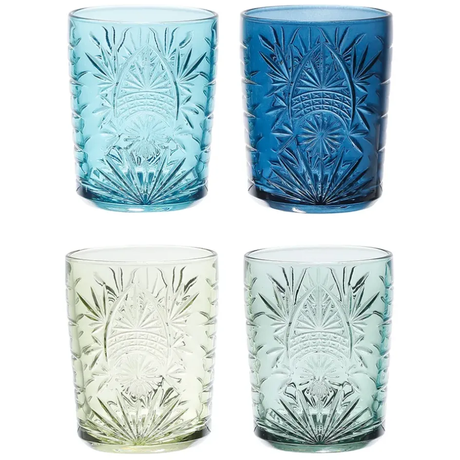 Fabrique de Styles Verres À Eau Et Gobelets>Lot de 4 gobelets en verre 35cl - Starla Bleu