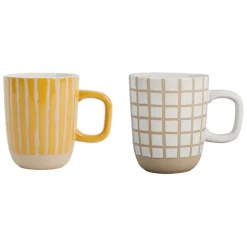 Fabrique de Styles Tasses Et Mugs>Lot de 2 mugs en grès jaune et blanc - courba Multicolore