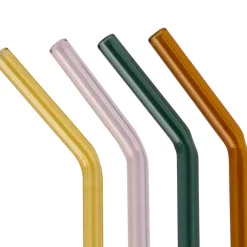 Fabrique de Styles Accessoires Réutilisables>Lot de 4 pailles en verre borosilicate h19cm - Funny Multicolore