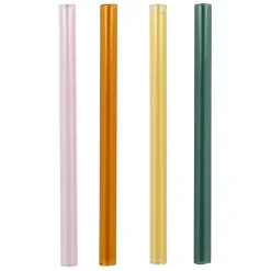 Fabrique de Styles Accessoires Réutilisables>Lot de 4 pailles en verre borosilicate h14cm - Funny Multicolore