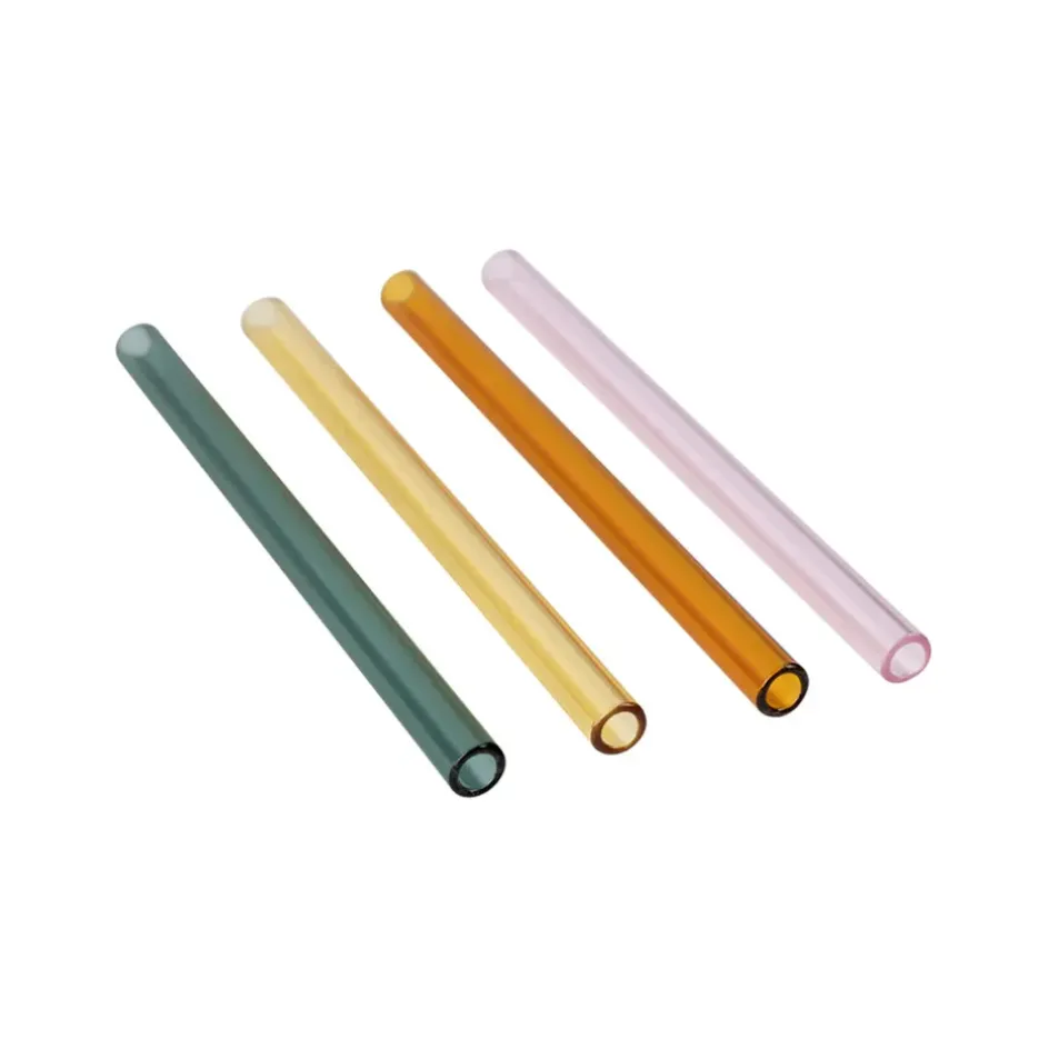 Fabrique de Styles Accessoires Réutilisables>Lot de 4 pailles en verre borosilicate h14cm - Funny Multicolore