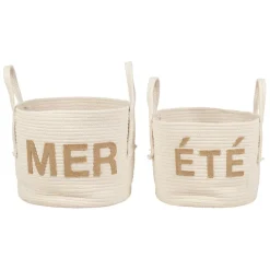 Fabrique de Styles Paniers Et Corbeilles>Lot de 2 paniers en coton et jute écru - Eté A La Mer Ecru