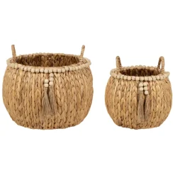 Fabrique de Styles Paniers Et Corbeilles>Lot de 2 paniers en Jacynthe d'eau et fer - Eté A La Mer Naturel