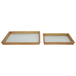 Fabrique de Styles Plateaux>Lot de 2 plateaux en bois et verre - Firmin Naturel