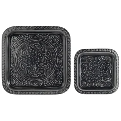 Fabrique de Styles Plateaux>Lot de 2 plateaux en fer 41x41cm - Arabise Anthracite
