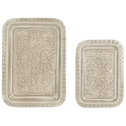Fabrique de Styles Plateaux>Lot de 2 plateaux en fer - Arabise Grège