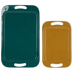 Fabrique de Styles Plateaux>Lot de 2 plateaux en fer émeraude et moutarde - Pop'S Emeraude, Moutarde